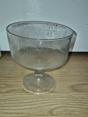 Vintage Hoosier Glass pressed glass footed pedestal bowl with a tree bark